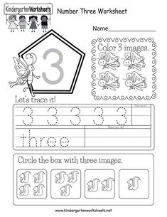 the number three worksheet for children to practice their handwriting and writing skills, including numbers