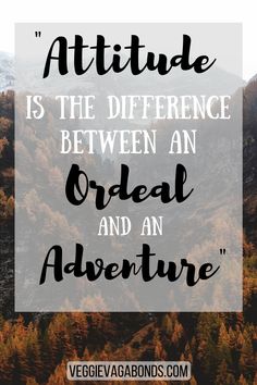 an image with the words attitude is the difference between an order and an adventure on it