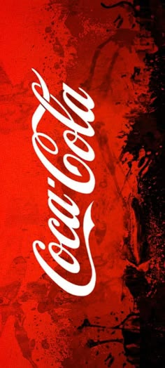 the coca - cola logo is painted on a red background