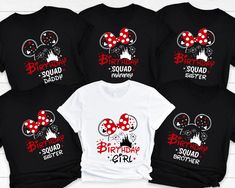 mickey mouse birthday shirts for girls and boys with matching red minnie ears on the front