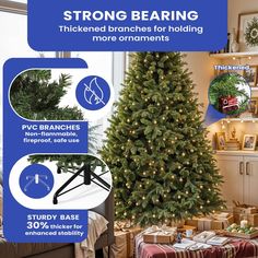 a christmas tree is shown with instructions on how to put it in the living room