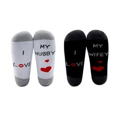 PRICES MAY VARY. PACKAGE& This Wifey and Hubby Gifts Socks comes in a packed bag and ready for gift giving. Wifey socks length*width: 5.3*3.1 inch fit Unisex Size 4-12. Hubby socks length*width: 5.7*3.1 inch fit Unisex Size 5-13. QUALITY MATERIAL These 2 Packs Couple Socks is made of 80% Soft Cotton, at the arch of the foot these socks have proper compression to protect your stability when walking, jogging and running. Premium material makes socks are comfortable, stretchy, and breathable. Coupl Love My Hubby, Couple Socks, Funny Bride, I Love My Hubby, Gifts For Hubby, Wedding Day Gifts, My Hubby, Wedding Gifts For Couples, Romantic Valentine