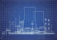 blueprint drawing of nuclear power plant