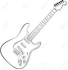 an electric guitar line drawing on a white background stock photo, images and royalty photos