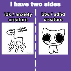 two pictures with the words i have two sides and one side has an animal on it