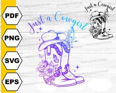 cowboy boots and flowers with just a cowgirl svg cut file for cricut