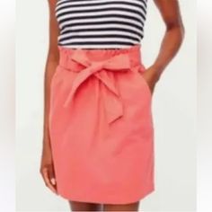 Nwt J Crew Elastic Tie Waist Skirt! Fully Lined. Great Pop Of Coral Color! Xxl Casual Pink Skirt For Work, Tie Waist Skirt, Coral Tie, Jean Pencil Skirt, Cotton Pencil Skirt, Sequin Pencil Skirt, Statement Skirt, Tiered Mini Skirt, True Spring