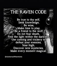 the raven code is written in black and white with an image of a bird's face