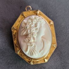 Victorian Cameo Set In 10k Solid Gold (Acid Tested) Hallmark 18k Victorian Cameo, Gold Cream, Cameo Brooch, Cream And Gold, Hallmark, Brooches, Solid Gold, Women Jewelry, Cream