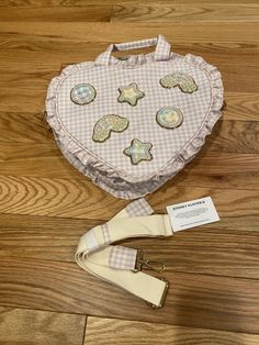 New STONEY CLOVER LANE Mini Heart Lilac Gingham Ruffle Tote Pearl Patches. Lilac Gingham, Stoney Clover Lane, Stoney Clover, Bag Charms, Mini Heart, Cute Fashion, Keychains, Gingham, Bags Handbags