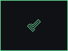 a green and black logo with the letter v in it's center on a black background