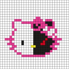 a cross stitch pattern with a pink and black cat on it's face in the middle