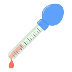 a thermometer with blood dripping from it on a white background, flat style