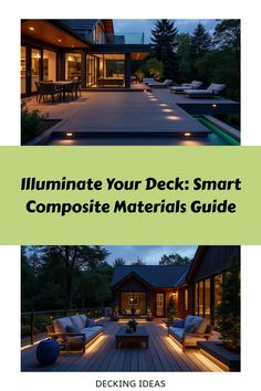 Contemporary deck with embedded LED lights and modern furniture Composite Deck