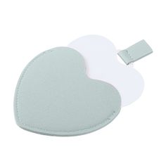 two white and gray heart shaped luggage tags