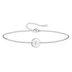 PRICES MAY VARY. High Quality Stainless Steel: Our dainty initial bracelet is made of high polished stainless steel. Hypoallergenic, Nickel-Free and Lead-Free. Create lasting memories with personalized initial bracelet-choose your letter to represent your love dreams and memories. Dimension: Delicate initial bracelet length 5.5 inch+2 inch extension chain,with a 8mm diameter cute letter disc. Perfect Gift: Personalized initial charm bracelet is packed with love in a gift box. It will be a perfec Letters Bracelet, Initial Bracelet Silver, Initial Bracelet Gold, Initial Charm Bracelet, Cute Letter, Bracelet For Girls, Alphabet Charm, Name Bracelets, Gift Box Birthday