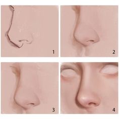 four different stages of nose surgery