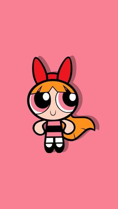 the powerpuff girl wallpaper is pink and has an orange cat on it