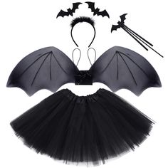 a black tutu skirt with bats attached to it