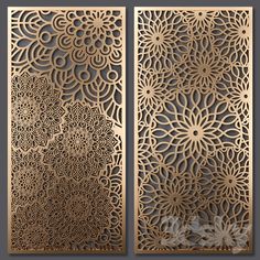 two laser cut panels with flowers on them