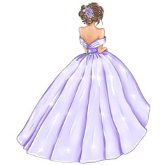 a drawing of a woman in a purple dress with her back to the camera, looking down