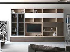 alt Modern Wall Units, Entertainment Wall Units, Long Living Room, Living Room Wall Units, Tv Room Design, Tv Wall Design, Living Room Bookcase, Living Room Tv Wall, Living Room Tv