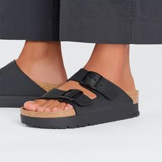 Arizona PAP Flex Platform Birko-Flor Popular Sandals, Black Birkenstock, Birkenstock Styles, Birkenstock Style, Two Strap Sandals, Clog Boots, Shoes Teen, Zermatt, Birkenstock Arizona