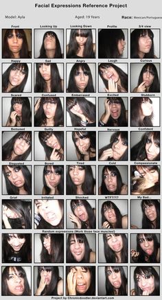 the facial expressions reference project is shown in multiple pictures, including one woman's face and