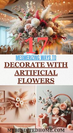 Bring lasting beauty to your home! Explore 17 mesmerizing ways to use artificial flowers for stunning, low-maintenance décor. Discover creative ideas for every room, from vibrant centerpieces to elegant wall arrangements. Find inspiration to transform your space with everlasting blooms! #artificialflowersdecor #fauxflowerarrangements #silkflowersdecoration #fakeflowershomedecor #maintenancefreeflowers #artificialflowerideas Diy Wall Floral Arrangements, Decorating With Artificial Flowers, Home Floral Decor, Vibrant Centerpieces, Wall Arrangements, Fake Flowers Decor, Artificial Flowers Decor, Floral Runner, Faux Flower Arrangements