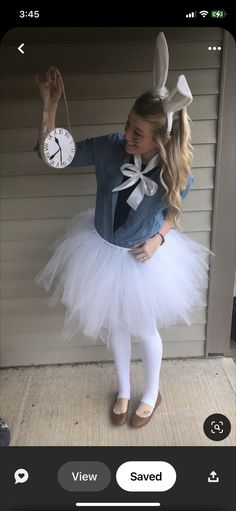 White Rabbit Costume Diy Women, Diy Alice In Wonderland Rabbit Costume, Alice In Wonderland Homemade Costumes, Bookweek Costumes 2022, Diy Alice And Wonderland Costumes, Alice In Wonderland Womens Costume, Alice In Wonderland Themed Costumes, Alice I Wonderland Costume, Diy Alice Costume For Women