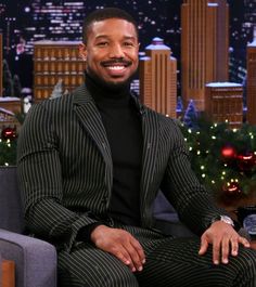 Thom Browne Suit, Celebrity Men, Men's Business Outfits, Blue Suit Jacket, Michael B Jordan, Best Dressed Man, Pinstripe Suit, Black Man