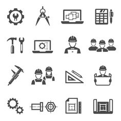 black and white construction icons set on white background stock photo, images and royalty illustrations