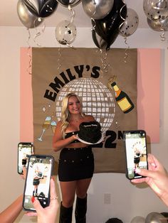 Birthday banner 22nd black decorations balloons Party Like Its Your Birthday, 21st Birthday Esthetic, 21st Bday Poster Ideas, 23 Birthday Decoration Ideas, Birthday Party Ideas College, Shotbook Themes 21st Birthday, 21 Disco Party, 22nd Birthday Decor, 21 Nashville Birthday