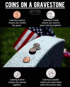 some coins sitting on top of a bench with an american flag in the back ground