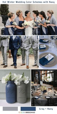 the wedding color scheme is blue and gray