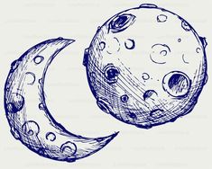 a drawing of the moon and its side