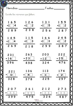 an addition worksheet with numbers and place value