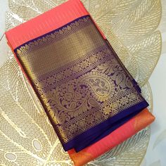 🦚 Semi Silk Korvai Kanjivaram Silk saree with Golden zari weaves with rich pallu n contrast Blouse DM for price