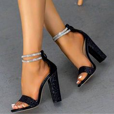 Brand New (Only Tried On Once) Diamond High Heels, Heels Patterns, Rhinestone High Heels, Slip On Pumps, Rhinestone Heels, Summer Party Dress, Thick Heels, Demi Lovato, Dress And Heels