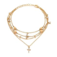 Cross Anklet, Ankle Bracelets Gold, Moon Gold, Anklets For Women, Heart Anklet, Female Jewelry, Branch Ring, Sweet Hearts, Pendant Heart