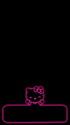 the hello kitty wallpaper is lit up with neon pink lights and an image of a cat