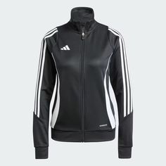 adidas Tiro 24 Training Jacket - Black | Women's Soccer | adidas US Adidas Moisture-wicking Track Jacket, Adidas Athleisure Track Jacket For Sports, Adidas Moisture-wicking Sportswear Track Jacket, Adidas Functional Track Jacket For Sports, Adidas Track Jacket For Training, Adidas Sportswear Track Jacket For Training, Adidas Sporty Track Jacket With Logo, Adidas Sporty Track Jacket For Training, Sporty Adidas Track Jacket