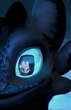 a close up of a dragon's face with its eyes open and glowing blue