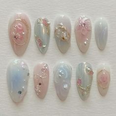 Charm Nails, Asian Nails, Cute Simple Nails, Cute Nail Art Designs, Simple Gel Nails, Inspired Nails, Cute Nail Art