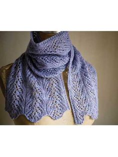 This pattern produces a pretty lace scarf that is delicately complex to the eye but is actually comprised of a simple 8-row pattern. This piece works up into a lovely gift, knit in no time! Knit with approximately 275 yds of fingering-weight yarn at ... Scarf Knit Pattern, Cowl Patterns, Cable Knit Sweater Pattern, Knit Projects, Scarf Knit, Lace Weight Yarn, Womens Clothing Patterns, Knitted Afghans, Quick Stitch