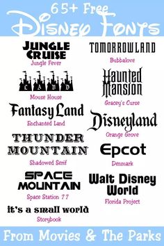 the font and numbers for disney's movies and the parks