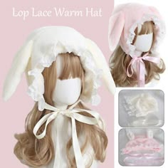 Japanese Sweet Loppy Eared Rabbit Cap Lace Lolita Earmuffs Cap Joker Fluffy Hats  | eBay Fluffy Hats, Velvet Accessories, Kawaii Hat, Preppy Accessories, Japanese Sweet, Rabbit Dolls, Cute Hats, Cute Outfit, Earmuffs