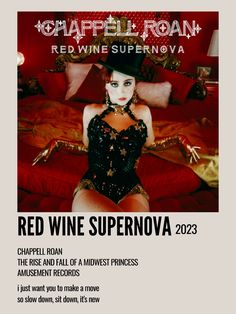 a flyer for a red wine supernova featuring a woman in a corset