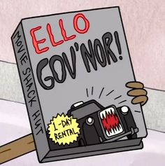 a cartoon character holding up a sign that says, elo go'nor