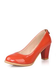 Simple Round Toe Shallow Patent Leather Thick Heels For Women Heels For Women, Thick Heels, Patent Leather, Pumps, For Women, Heels, Leather